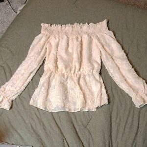 Elegant Cream Off-Shoulder Lace Top